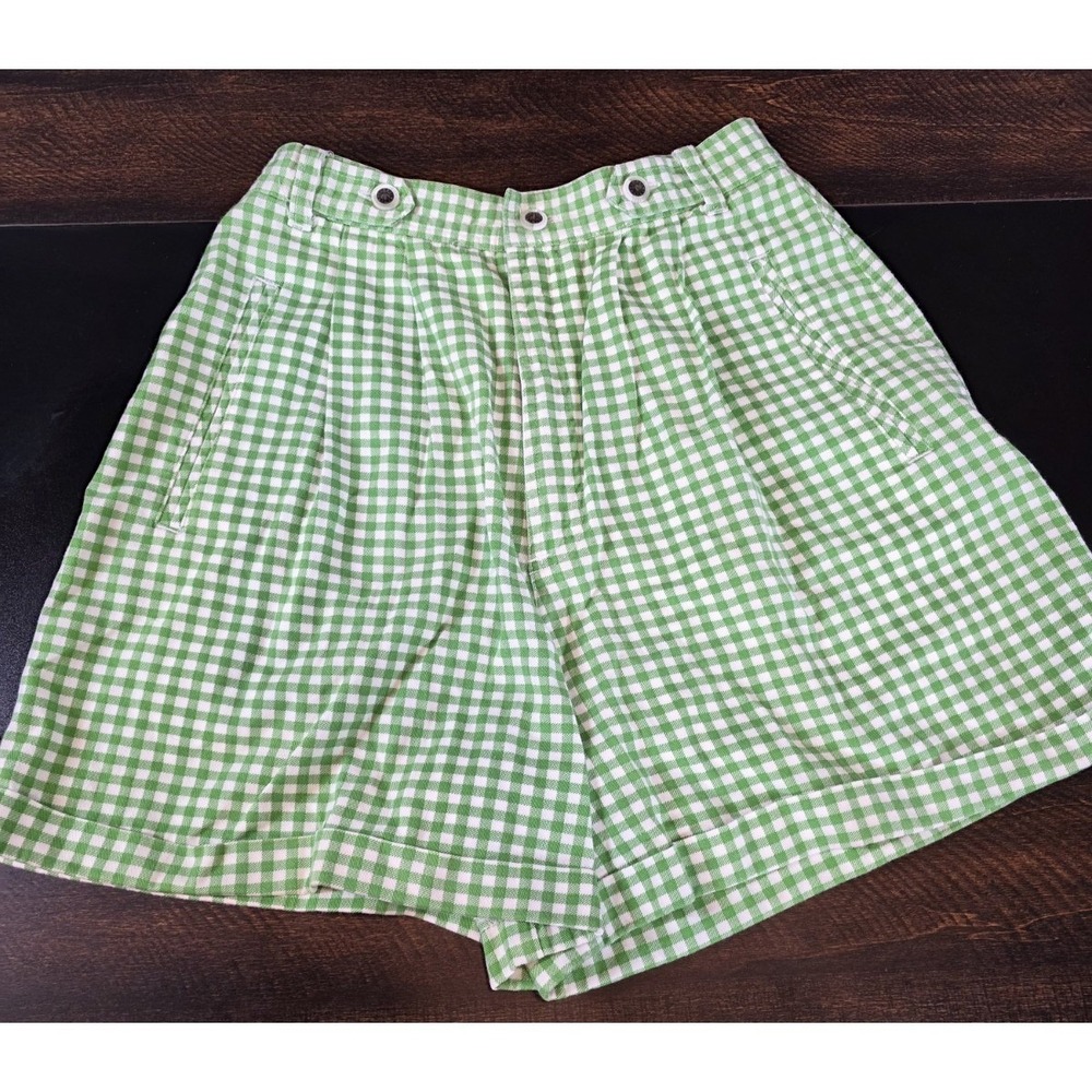 Vintage‎ The Limited Shorts Gingham Check Green White Pleated 8 Cottagecore 90s